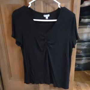 love, Fire Black Short Sleeve V-Neck Top